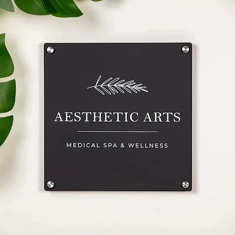 Custom Acrylic Business Sign UV Printed Logo Perspex Plate Beauty Salon Nails Studio Wall Aesthetic Decor Office Backdrop Plaque