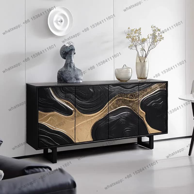 Italian light luxury creative medieval style sideboard French storage cabinet at the entrance