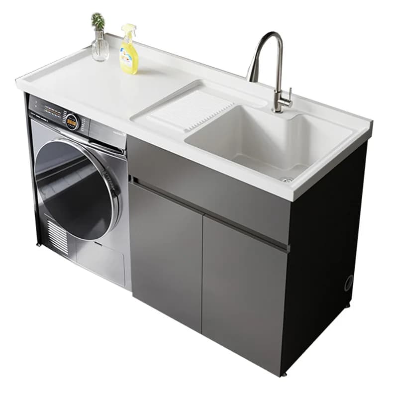 LH washing machine wash basin combination honeycomb aluminum basin integrated cabinet is now made of quartz stone