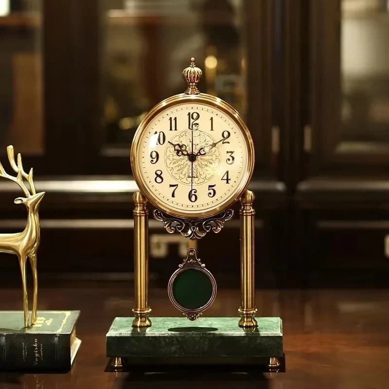 Good stuAntique metal table clock Modern round design with pin digital display Customizable logo Quartz movement Home decoration