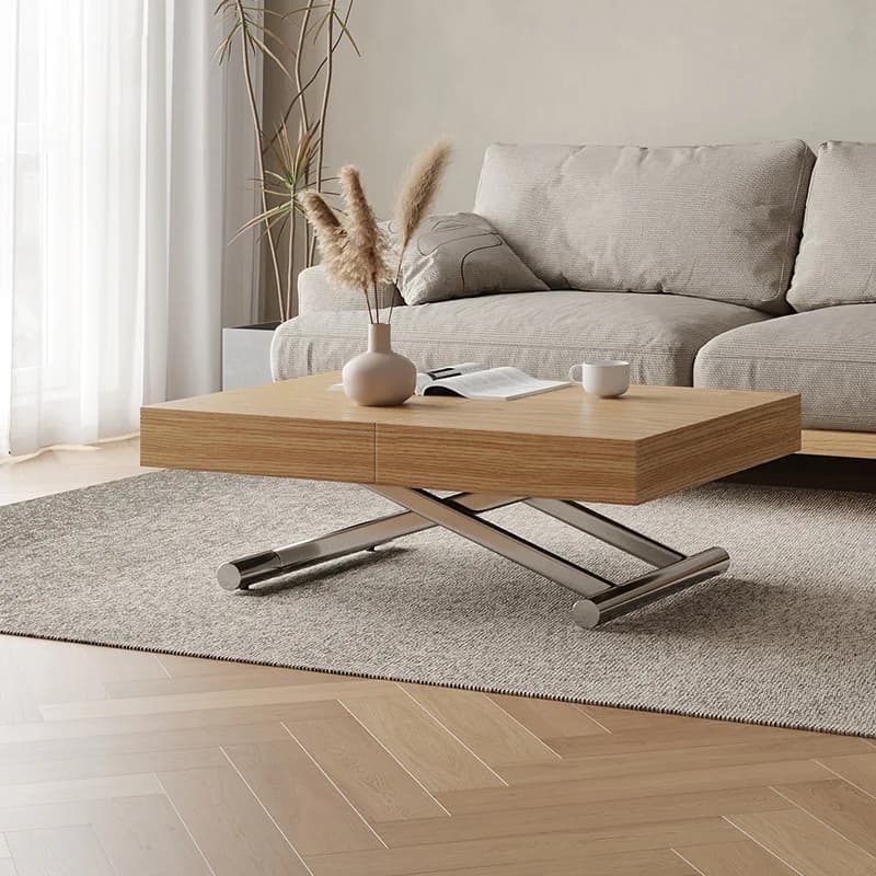 HYS lift folding telescopic coffee table becomes dining table integrated dual-purpose stainless steel feet multi-functional