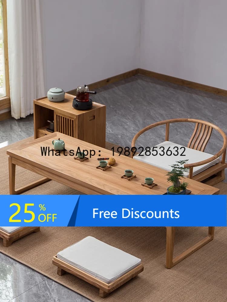 YFY Japanese Tea  Tatami Tea  Zen  Elm Wood Solid Wood Small Low Long  Chinese Style Home Kang Table Balcony