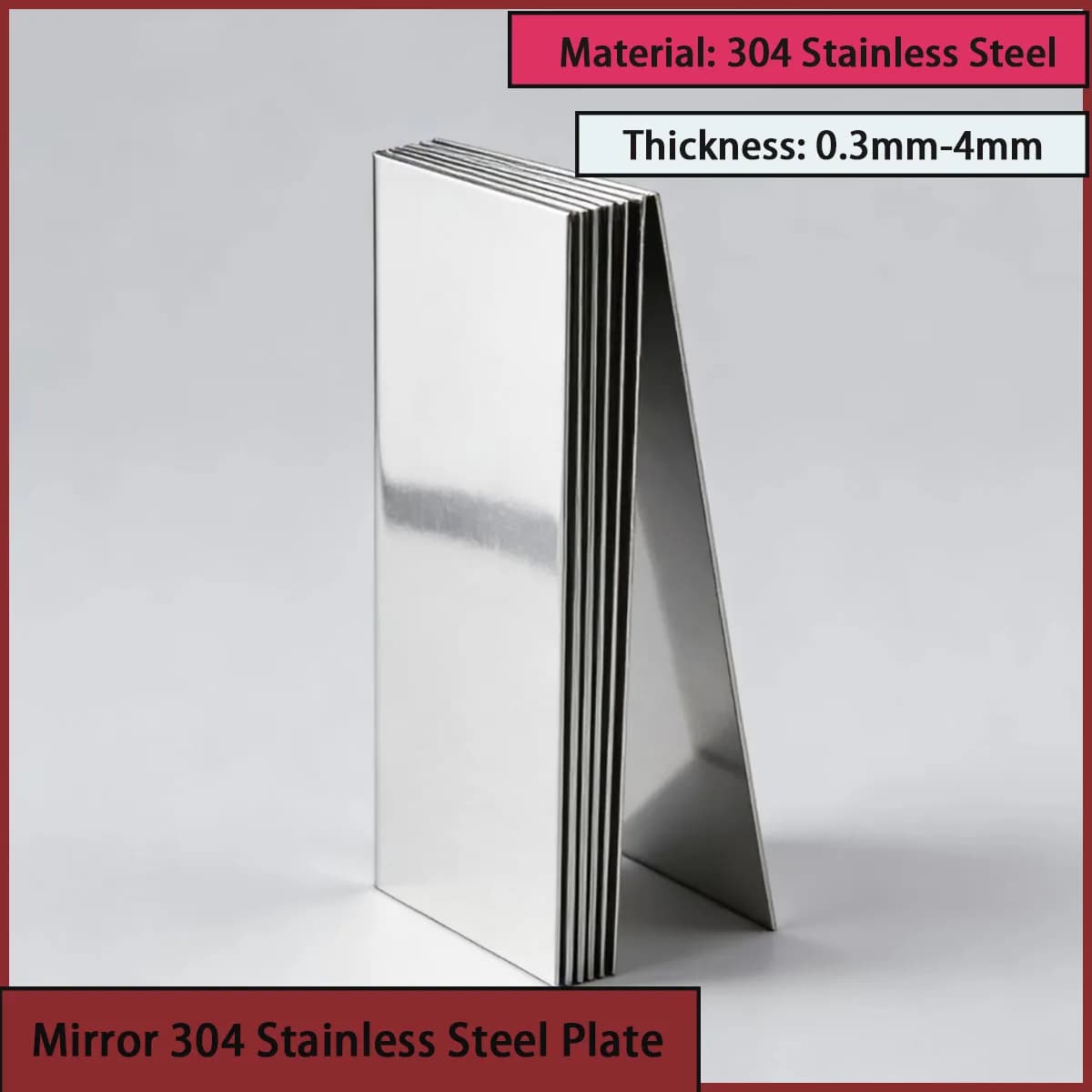 T 0.3-4mm 304 stainless steel plate single sided mirror effect DIY stainless steel plate film protection high reflectivity