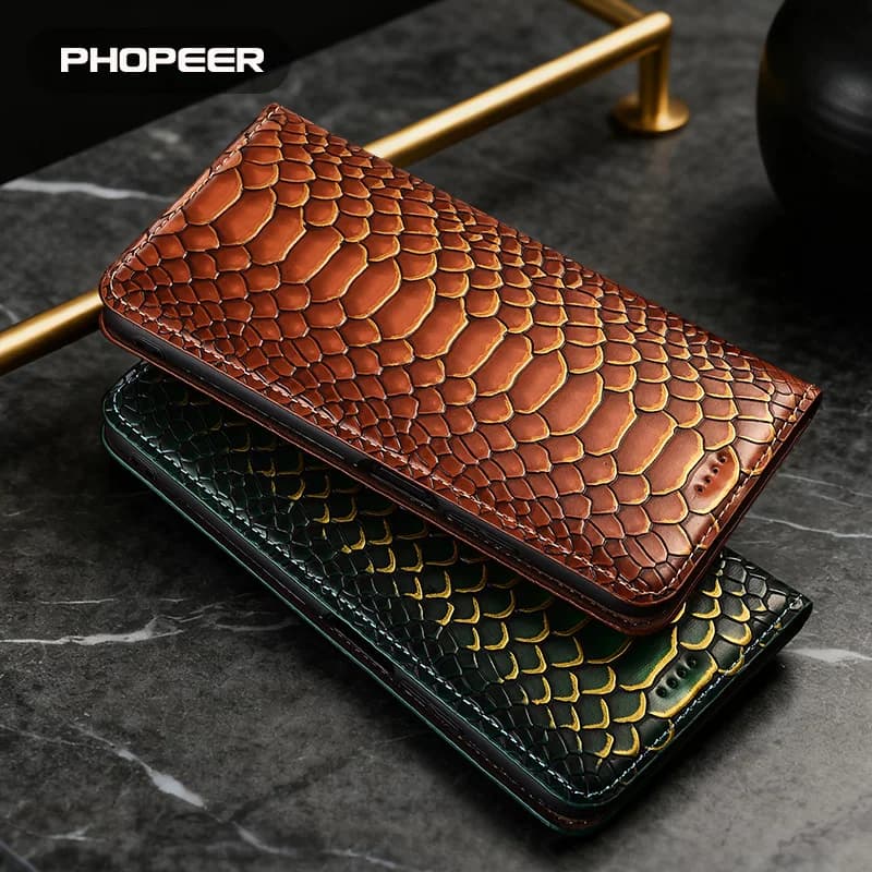 Luxury Genuine Leather Phone Case For Samsung Galaxy Note 20 Ultra 10 Lite Plus Note 9 8  Note 10 Phone Case Python pattern