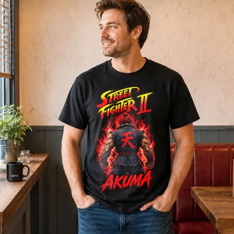 Akuma Street Fighter T shitr Cool Anime Gamer Gift 0813 Retro Arcade Fighting Game Tee Hadouken World Warriors Unisex Top S-6XL