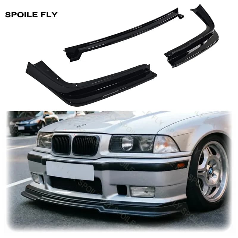 1990 To 2002 For BMW E36 M3 4 / 2 Door Coupe Car Front Bumper Lip Spoiler Lower Guard Plate Splitter Gloss Black ABS Body Kit