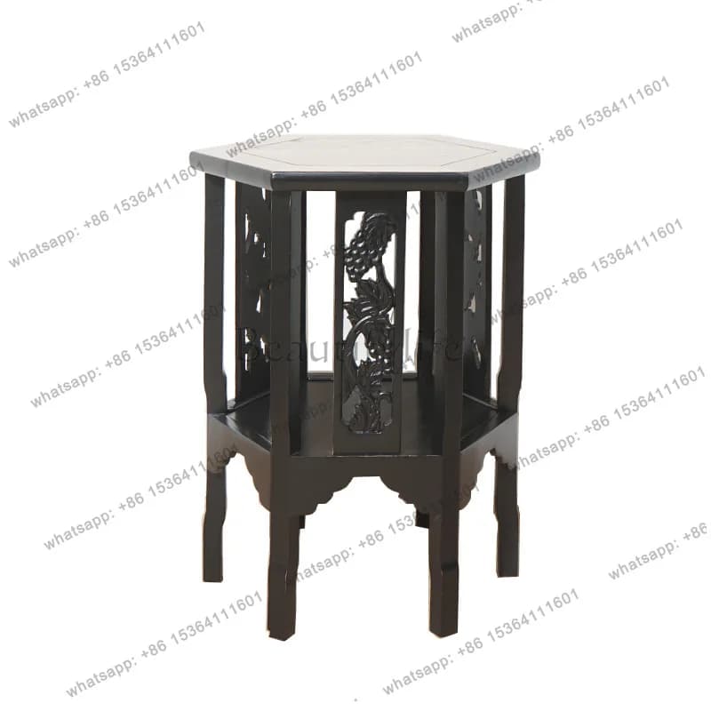 New Chinese-style solid wood medieval furniture, a few flower stands in the living room