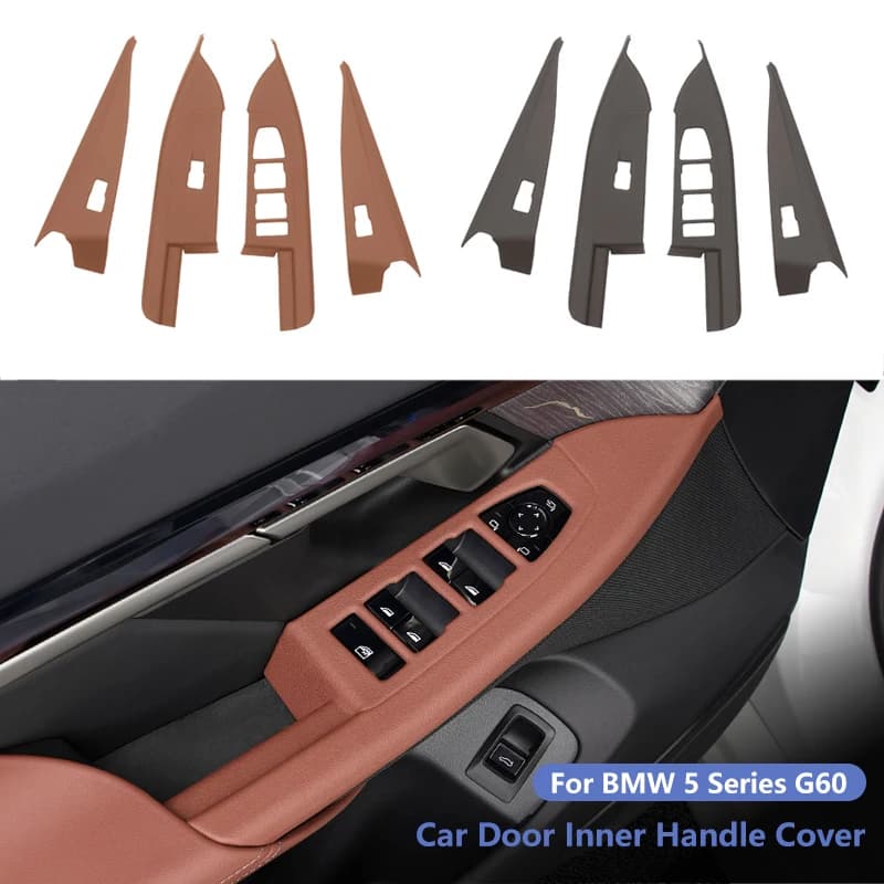 For BMW 5 Series G60 2024 2025 LHD 4PCS Car Inner Door Handle Cover Window Switch Panel Sticker For BMW 5 Series G60 Accessories
