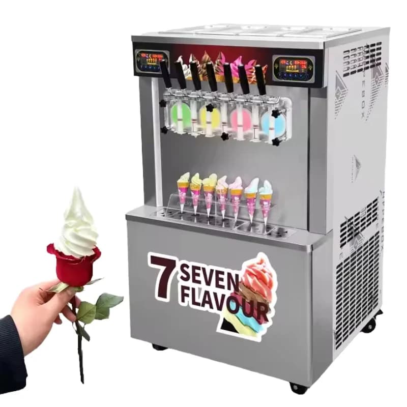 Ice Cream Machine Automatic 3 Flavors Soft Ice Cream Maker Commercial Machine