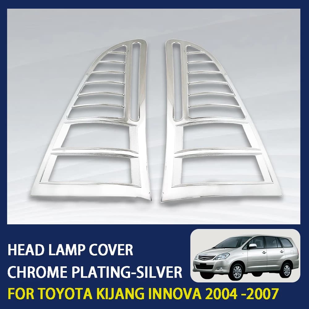 2Pcs ABS Chrome Car Tail Lamp Cover Silver For Toyota KijangInnova 2004 2005 2006 2007 Silver Exterior vehicle parts decorate