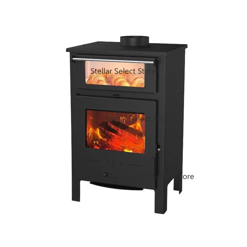 RC0901A 9KW European Style Freestanding Indoor Smokeless Durable Wood Burning Stove with Oven for Cooking Kitchen