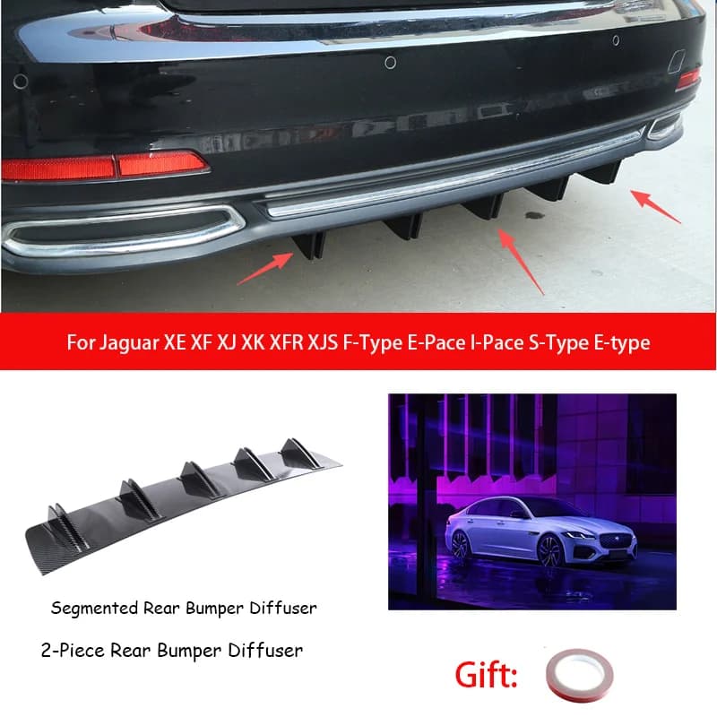 For Jaguar XE XF XJ XK XFR XJS F-Type E-Pace I-Pace S-Type E-type ABS Rear Bumper Lip Diffuser Shark Fin Anti-collision