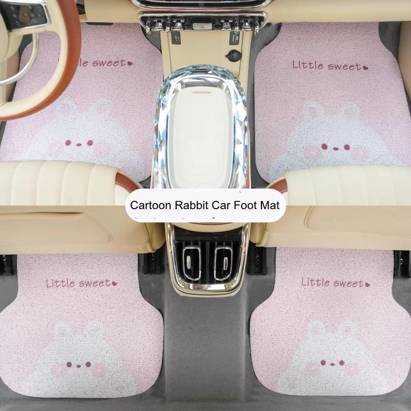 New Cartoon Cute Rabbit Silk Loop Protective Mat  Anti Slip Anti Dirty Car Foot Carpet Car Interior Ornaments