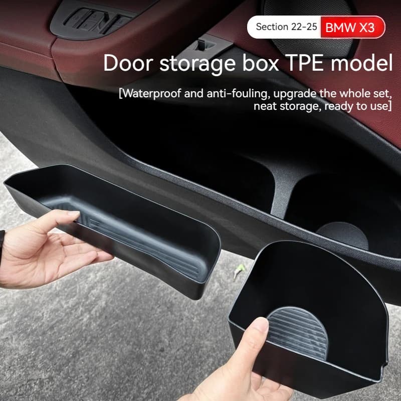 For BMW X3 G01 2024 4PCS Car Front Door Side Storage Box TPE Front Door Organizer Tray Auto Interior Accessories