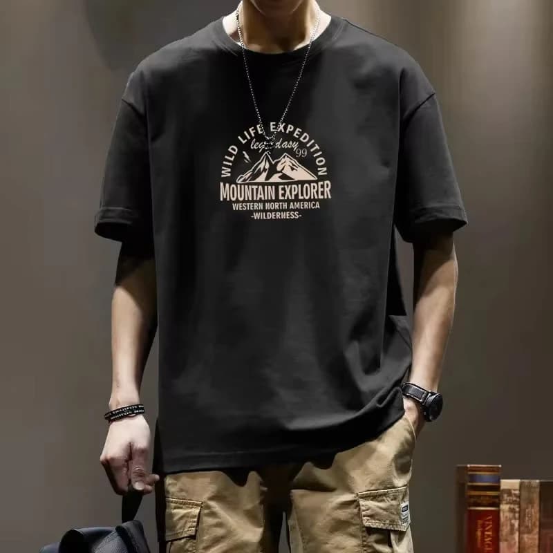 Cotton Short Sleeve T-shirts Men's Summer New Fashion Sports American Style Vintage Printed Loose Undershirts Male Clothes Tops