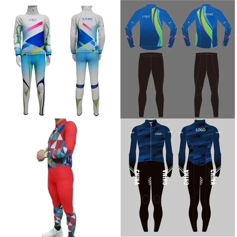 Custom Design Comfortable Windproof Waterproof Ski Suit Speed Skating Suit Full Print Breathable Two-piece Set Ski & Snow