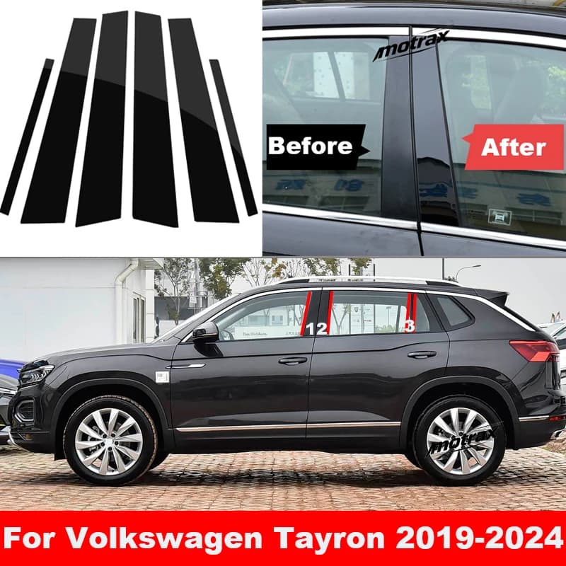 Car Window Decorative Cover Center Film Pillar B C Pillar Sticker Automotive Accessories for Volkswagen VW Tayron 2019-2024