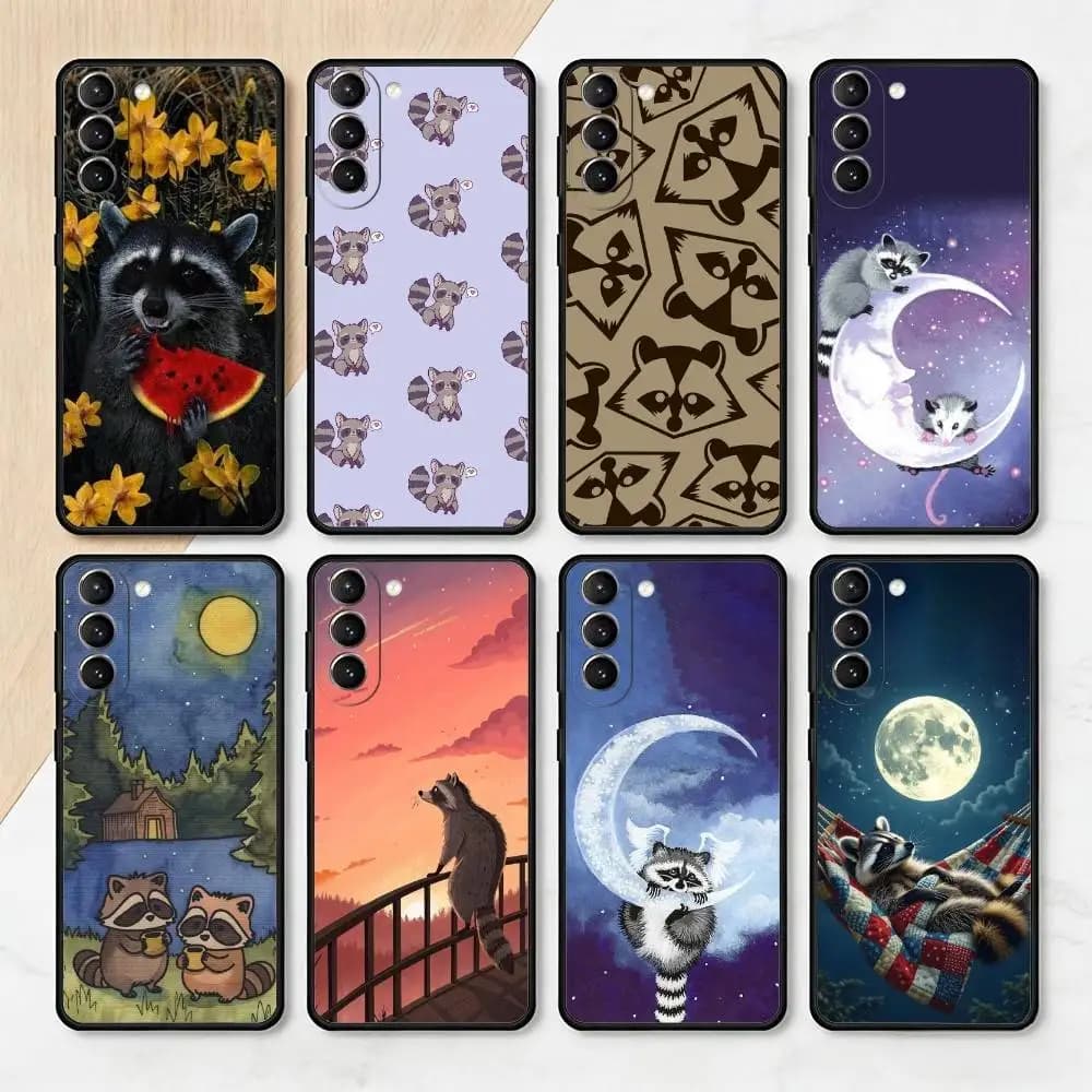 C-Canvas R-Raccoons Cute  Phone Case For Samsung S26,S25,S24,S23,S22,S21,S30,Ultra,Plus,Fe,Lite,Note,10,Black Cover