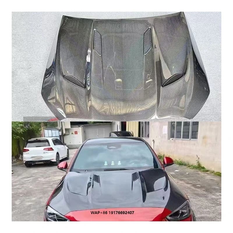 For C-Class W206 Dry Carbon Fiber Engine Hood New Exhaust Bolt-On Modification
