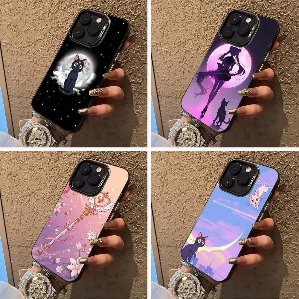 S-Sailor- Moon Phone Case For IPhone17  16 11 12 13 14 15 16 Pro Max Plus Cover Colored Silver Funda Bumber