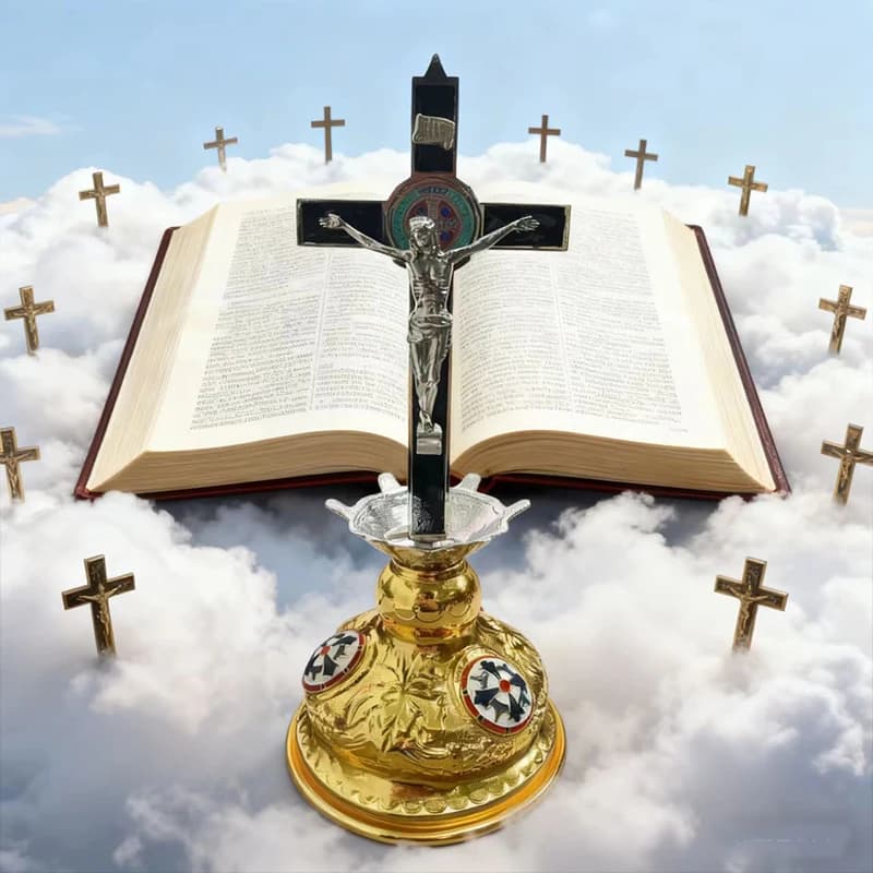 New 2026 with base Catholic Church Jesus Statue Cross Wall Decoration Home Decoration Alloy Material Handheld Prayer Cross Gift