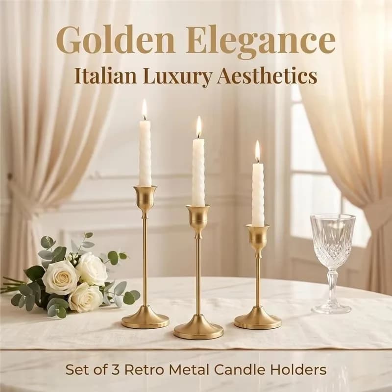6 Pcs Gold Candle Holder European style Metal Candlestick Holders Wedding Table Decoration Party Living Room Candlestick