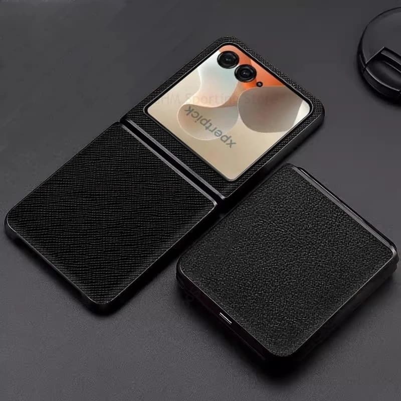 Cover For Motorola Razr 60 Ultra Cross Leather Phone Bumper Shockproof Case For Moto Razr 50 Ultra Hard PC Protective Flip Cover