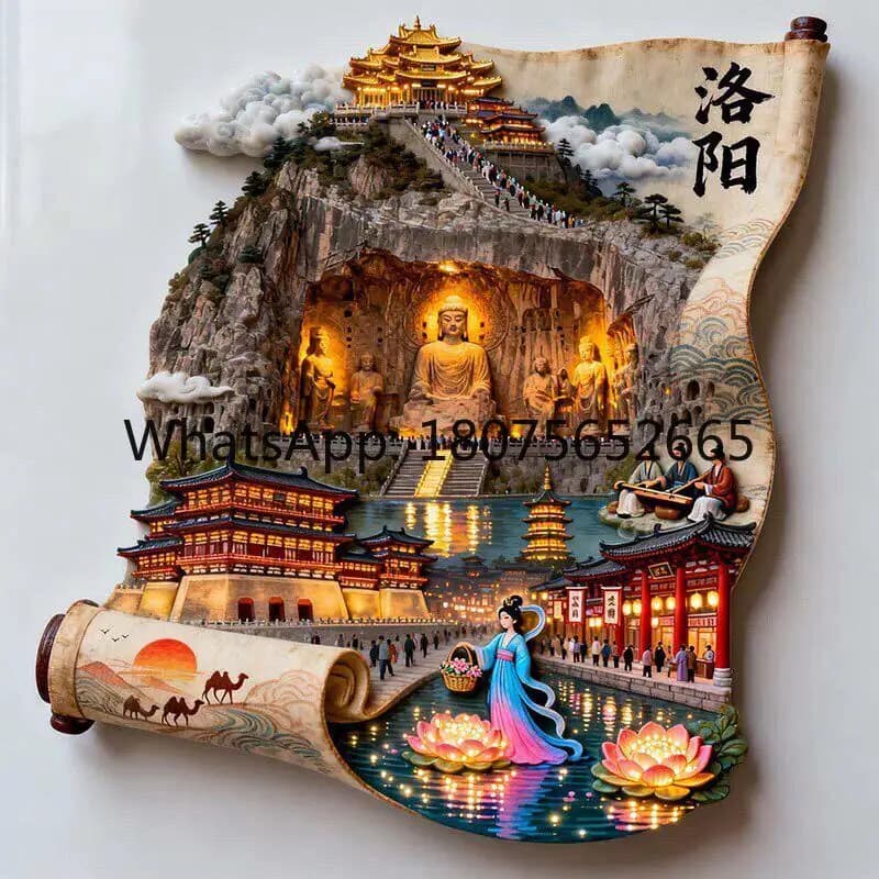 Luoyang cultural & creative refrigerator magnet scroll - metal magnetic sticker - henan tourist souvenir gift