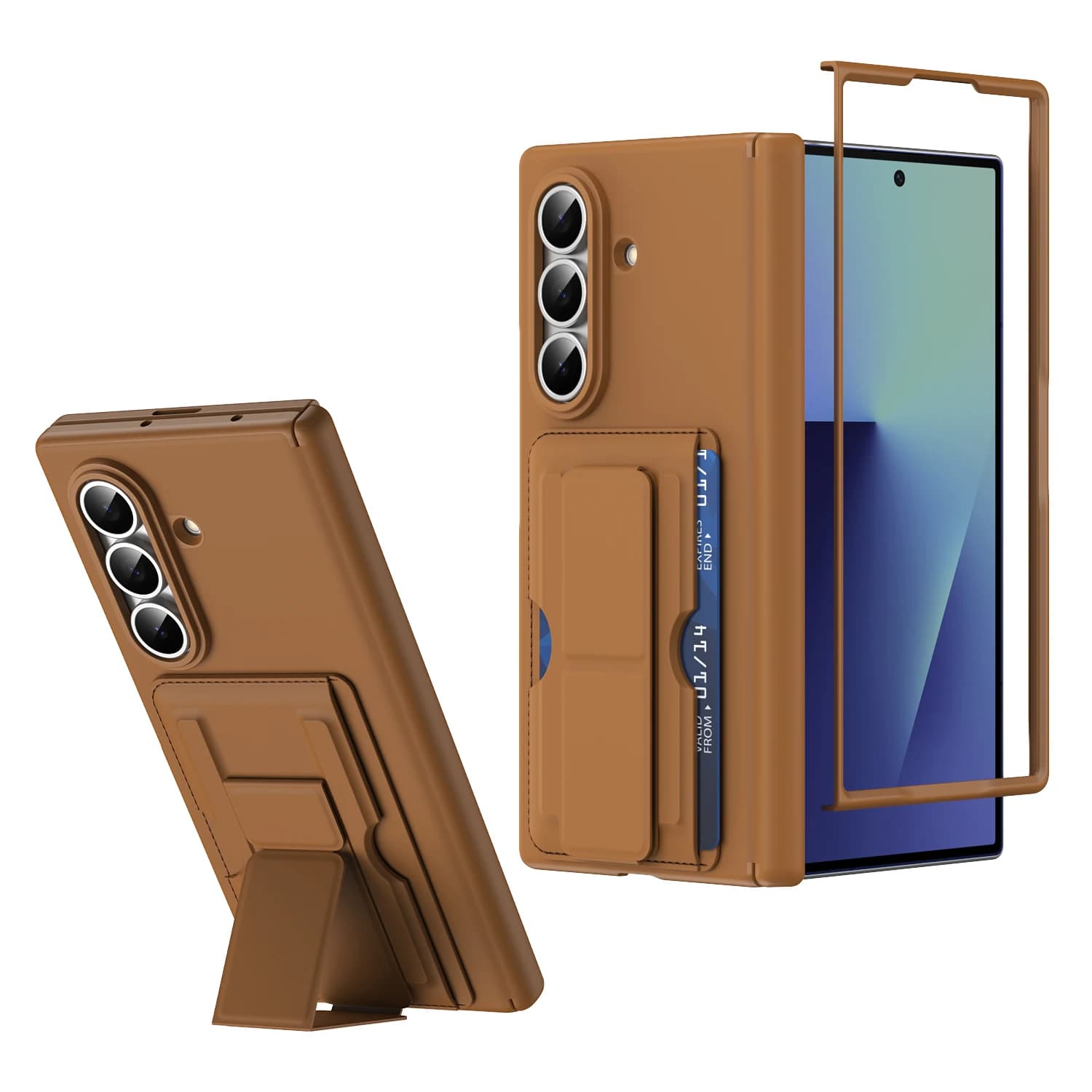 Shockproof Anti-Fingerprint Case with Kickstand, Ring Holder, RFID Card Slot & Front Cover for Samsung Z Fold 7/6/5