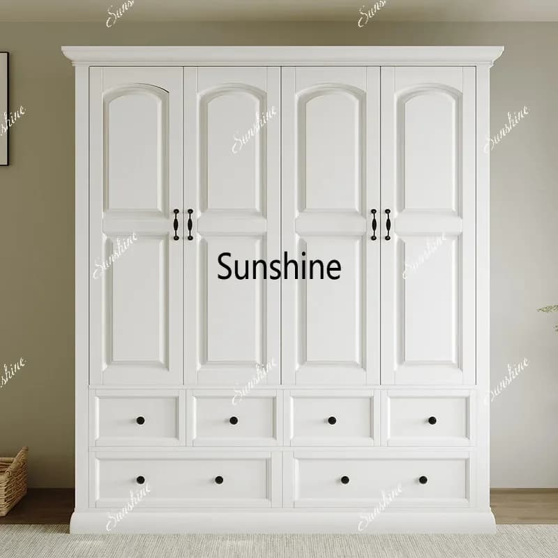 YAmerican solid wood wardrobe opposite door drawer bedroom wardrobe commuter simple style
