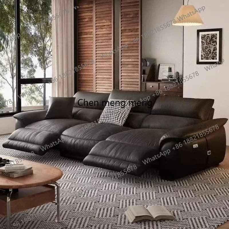 Genuine leather cowhide electric retractable multifunctional sofa living room sofas Convertible Sofa bed couch Home Armchair