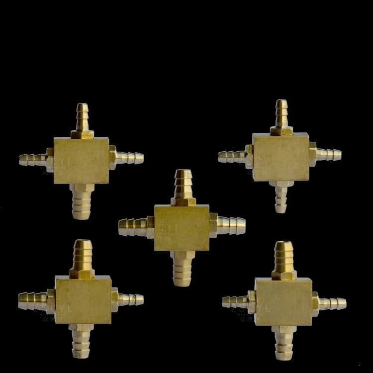 2 Pcs Copper Four-way, Multi-way Valve Body, Connector, Lab Chair Accessories 3mm 5mm S