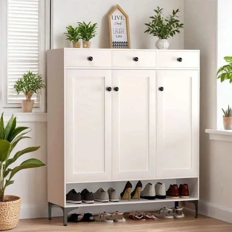 Convenient Premium Rustic Industrial Shoe Cabinet Creative White Stylish Storage Walnut Shoe Cabinet Zapatero Indoor Furniture