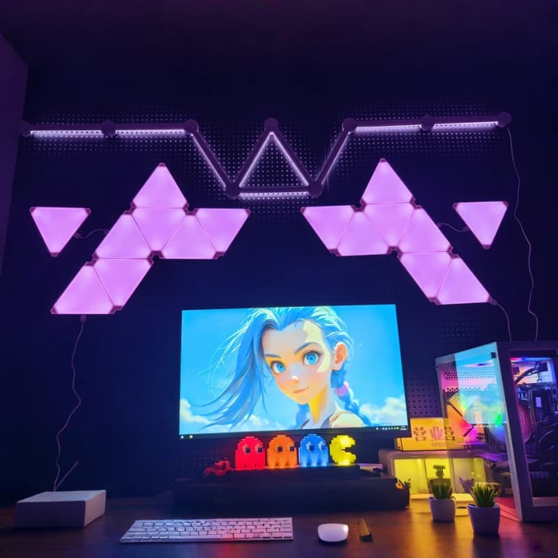 Intelligent strange light board pickup rhythm music quantum light triangular splicing wall light e-sports atmosphere  wall