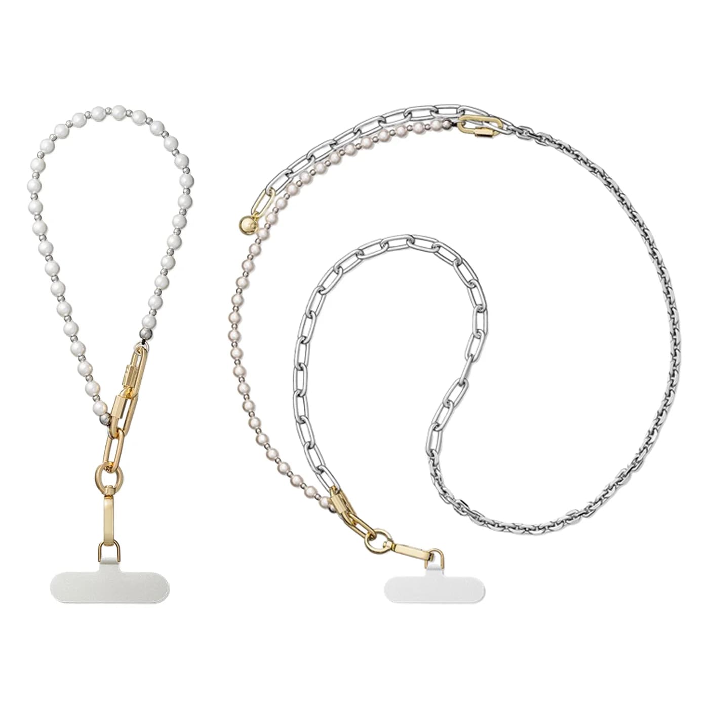 Pearl Golden Silver Buckle Shoulder Belt Functional Phone Straps Long Lanyard Phone Hanging Chain