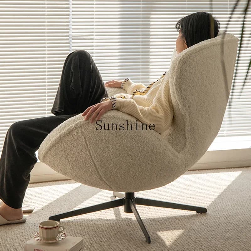 Living room milk white teddy velvet single swan sofa leisure chair  FT