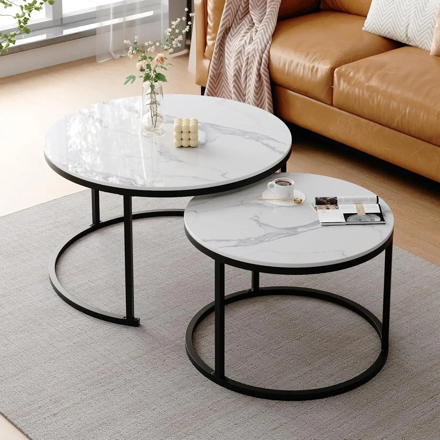 Sophisticated Durable Round Coffee Table Adjustable Industrial Reliable Sleek Coffee Table Couchtisch Living Room Furniture