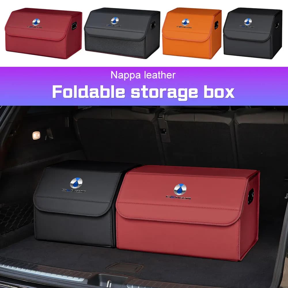 Foldable Car Trunk Storage Box For BYD Denza EV D9 DM-i N7 N8 N9 Z9 Denza B5 B8 Leather Large Capacity Organizer Box Accessories