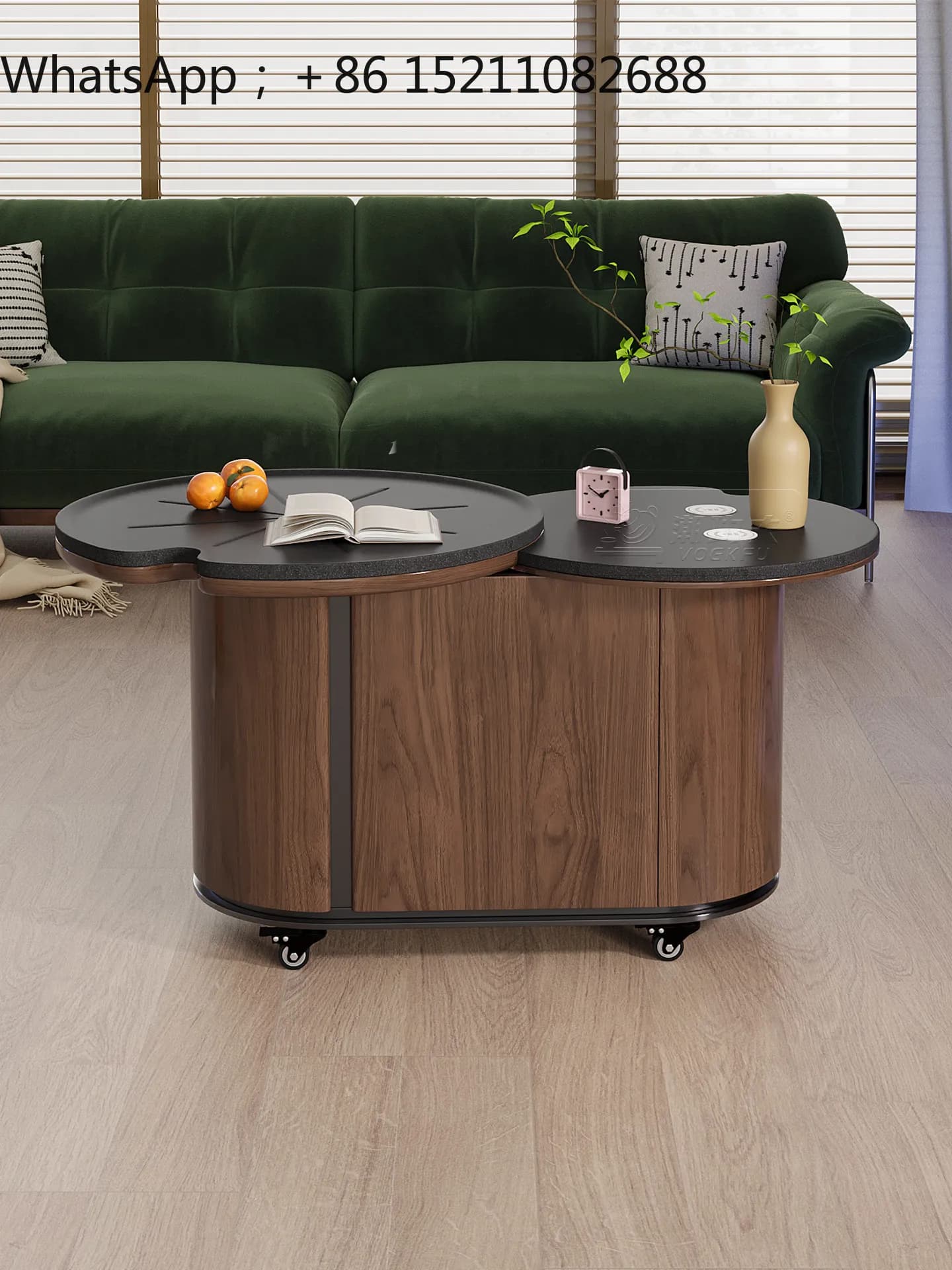LLY new multi-functional solid wood coffee table balcony tea table household coffee table movable small apartment