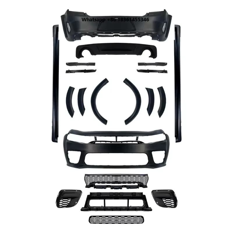 For  Charger 2015+ Body Kit Car Bumper Grill Full Kits Car Hellcat SRT Widebody Conversion Bumper Facelift Upgrade Bodykit