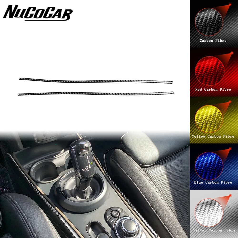 For Mini Cooper F60 Countryman 2017-2023 Carbon Fiber Transmission side Panel strip Car Accessories Interior Decorative Stickers