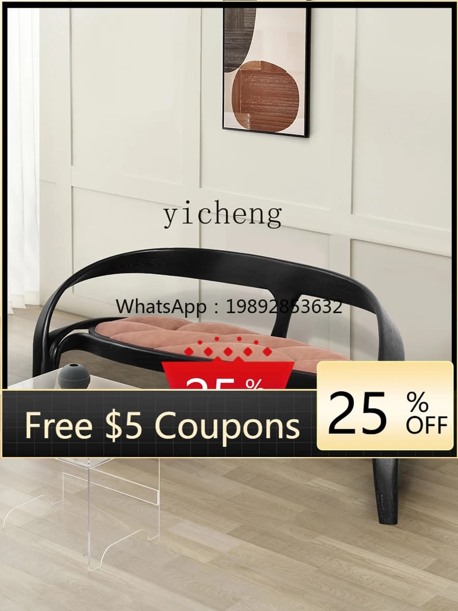 Sofa for Three People Hotel Villa Home Living Room Art Creative All Solid Wood Sofa