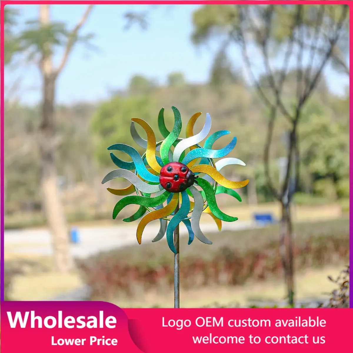 Creative Hummingbird Abstract Sunflower Metal Iron Windmill Home Garden Yard Lawn Decoration Landscape Roadside Decor Windmill