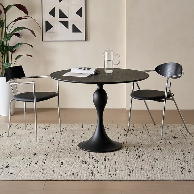 HYS medieval home dining table retro balcony round table solid wood dining table negotiation