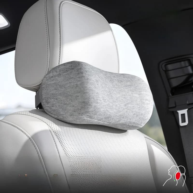 Universal Car Seat Neck Headrest + Lumbar Cushion Soft Breathable Fabric Slow Rebound Memory Foam for Long Commute Road Trip