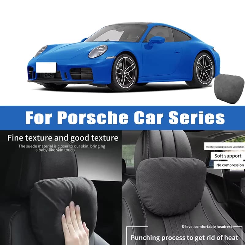 Top Quality Car Headrest Neck Support Seat Soft Neck Pillow Breathable For Porsche Cayenne Macan 718 911 Panamera Taycan Boxster
