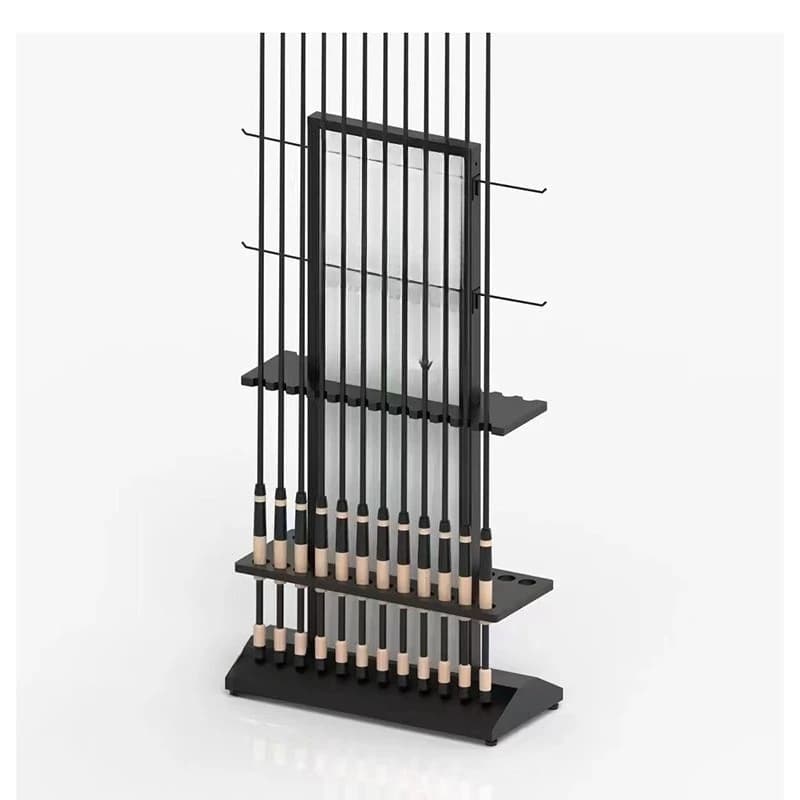 Bamboo display stand, fishing rod holder household bracket, metal c