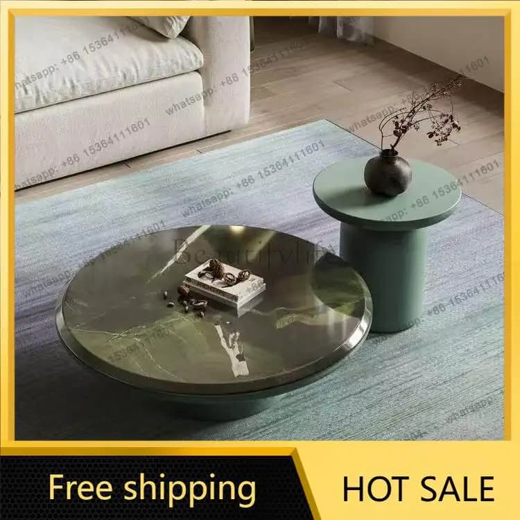 LS Italian minimalist marble coffee table light luxury villa new size round coffee table combination