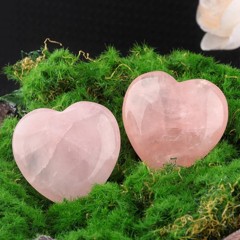 Natural Rose Quartz Heart Love Carved Palm Worry Stone Chakra Crystals Home Crafts Ornaments Mother's Day Gift