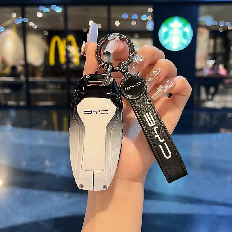 Auto Remote Key Accessory Zinc‑Leather Key Shell For BYD Seagull Dolphin Han EV Frigate07 Sealion6